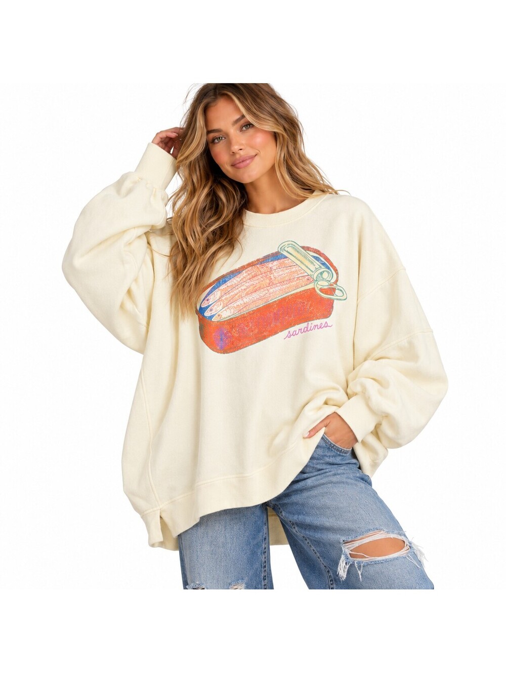 Free People Graphic Camden High-Low Sweatshirt Medium